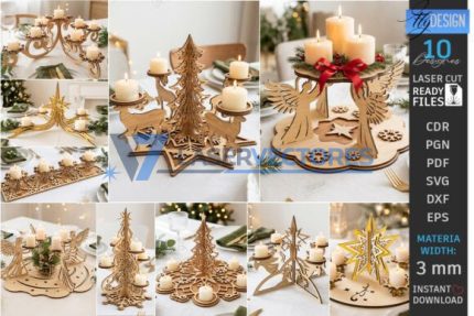 Juego de portavelas navideños