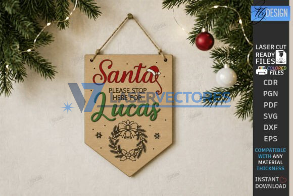 Juego de pancartas "Santa, por favor, detente aquí" - Imagen 3