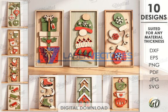 Paquete triple de letreros navideños para pared