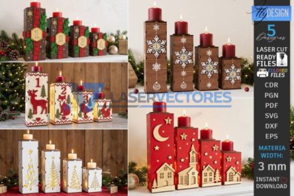 Juego de portavelas para el calendario de adviento navideño