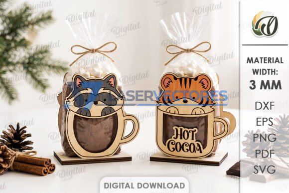 Juego de soportes de regalo para tazas de cacao con forma de animales - Imagen 4