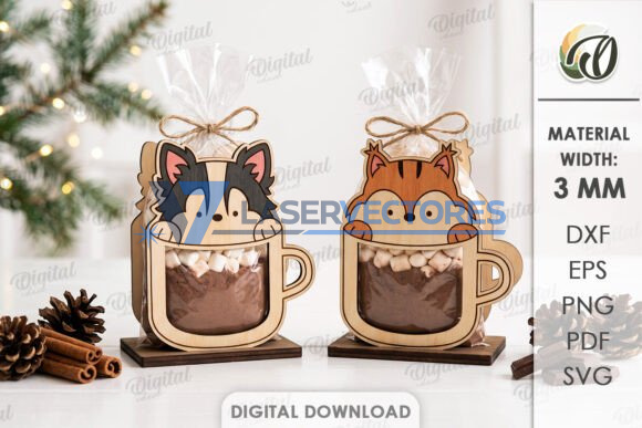 Juego de soportes de regalo para tazas de cacao con forma de animales - Imagen 6