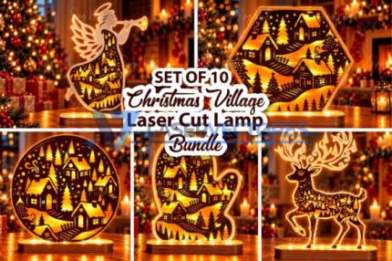 Paquete de lámparas de pueblo navideño