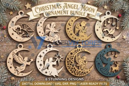 Paquete de adornos navideños de ángel y luna