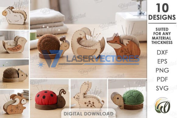 Paquete de alfileteros de costura con forma de animales