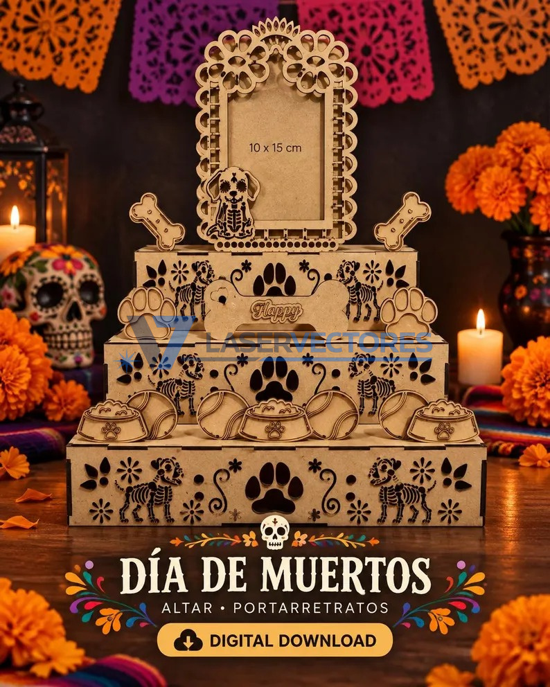 Altar de Día de Muertos para Mascotas de 3 Niveles Ofrenda para Perros - Imagen 2