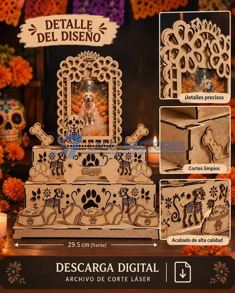 Altar de Día de Muertos para Mascotas de 3 Niveles Ofrenda para Perros - Imagen 4