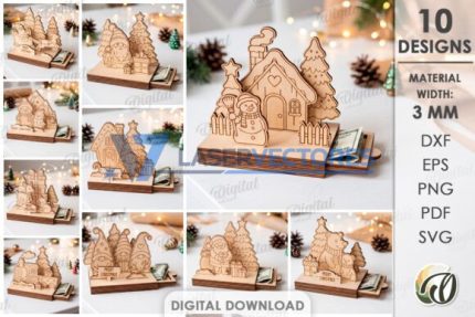 Paquete de cajas de regalo navideñas en efectivo