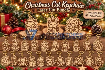 Paquete de llaveros de gato navideños