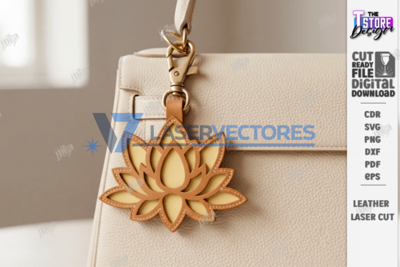 Paquete de dijes de cuero con diseño floral - Imagen 2
